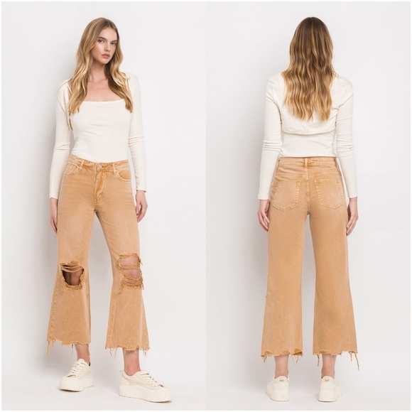 VERVET Kiss Of California High Rise 90’s Vintage Crop Flare Jeans - Picture 1 of 8